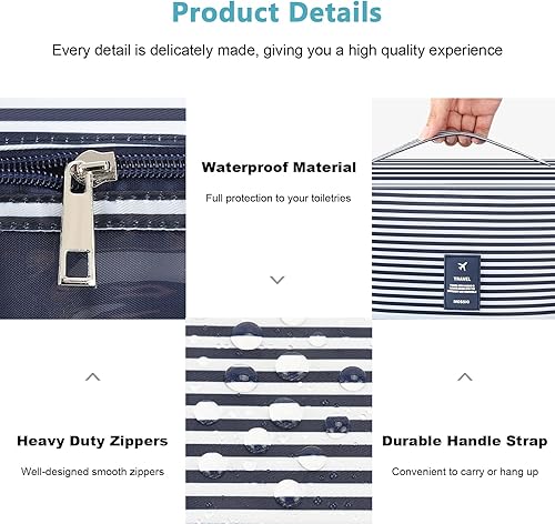 Miniatura 110 de Mossio Neceser colgante con gancho resistente, organizador de viaje grande portátil para maquillaje cosmético para hombres y mujeres Beige,Pájaro