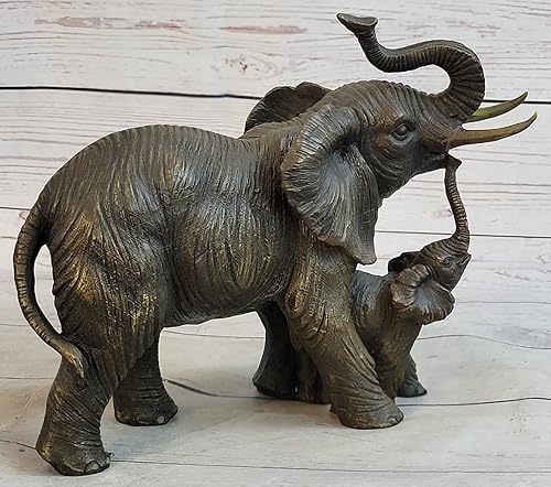 Miniatura 4 de Think Bronze - Elefante Bugatti firmado con escultura de bronce de la vida silvestre del bebé, figura de mármol, oferta de venta