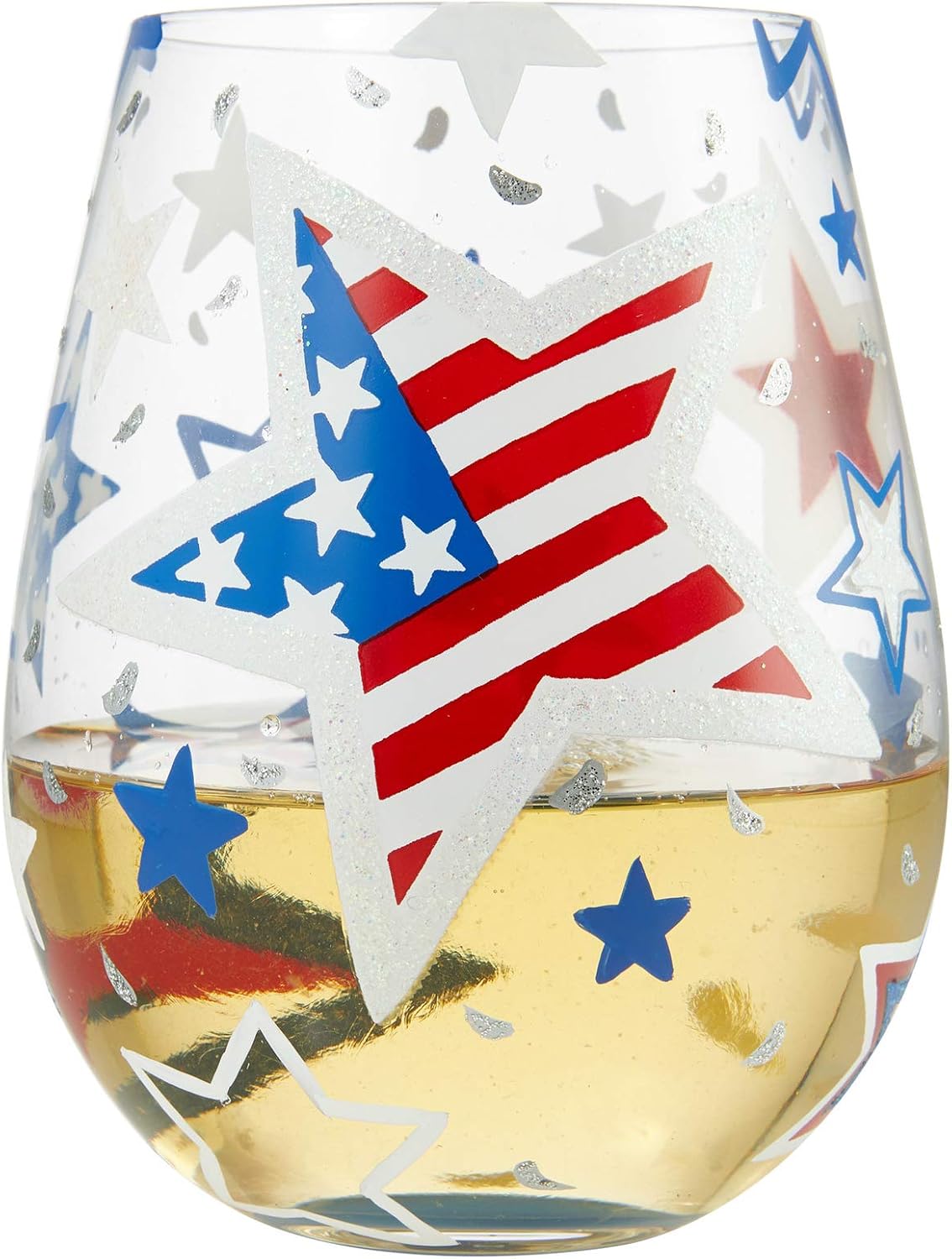 Enesco 6005677 Designs by Lolita Home of the Brave Artisan Stemless Wine Glass, 20 Ounce, Multicolor