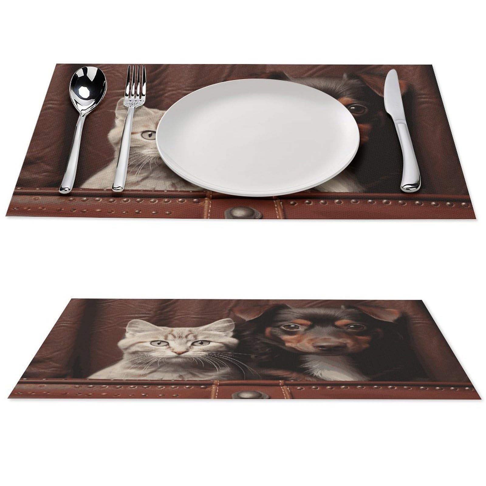 Set de table PVC imperméable lavable protège table chat et chien lot de 4