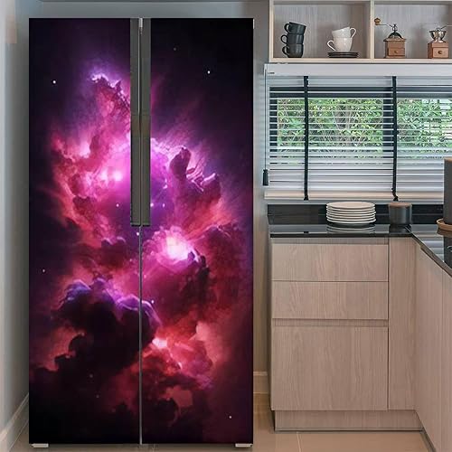 Miniatura 2 de Juego de envoltura de vinilo autoadhesivo para nevera, mural abstracto para puerta espacial, adhesivo extraíble para nevera, calcomanía de cubierta