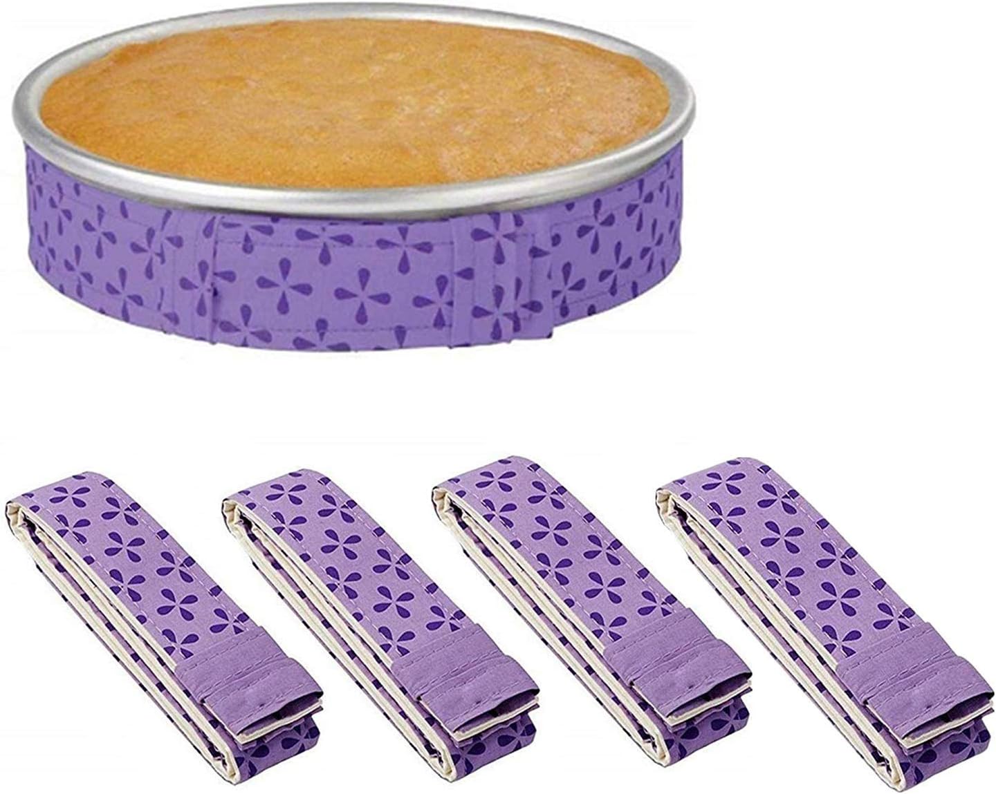 4-Piece Bake Even Strips, Super Absorbent Thick Cotton, Keeps Cakes More Level and Prevents Crowning with Cleaner Edges