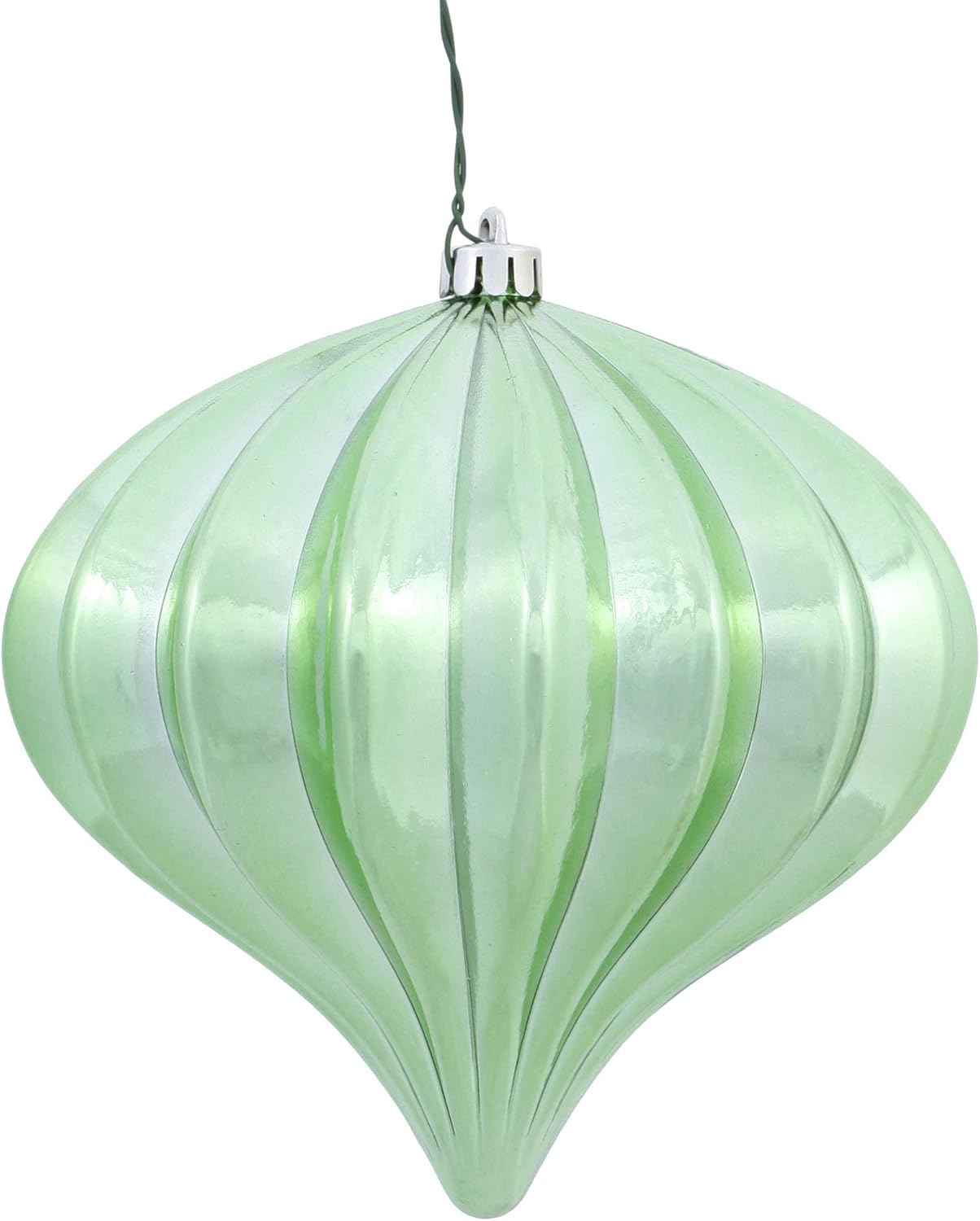 Vickerman 5.7" Celadon Shiny Onion Christmas Ornament, UV Treated, Set of 3