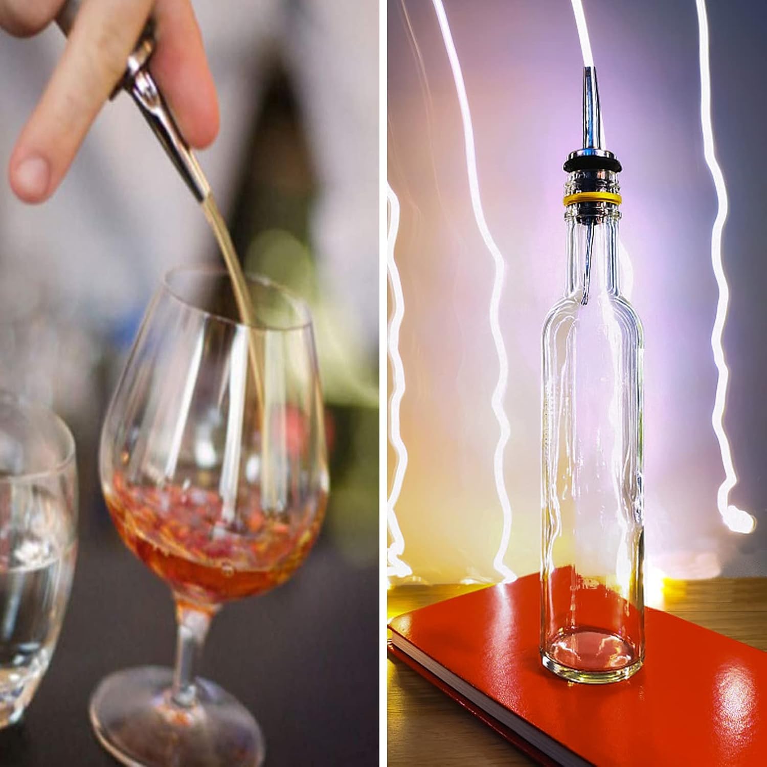 TNSOYCA 12 Pezzi Versatori in Acciaio Inox, Bottiglia Versatore Tappo, Metal pour Cocktail per Barman Beccuccio Conico per Liquore, Vino, Olio, Cocktail, Succo, Aceto