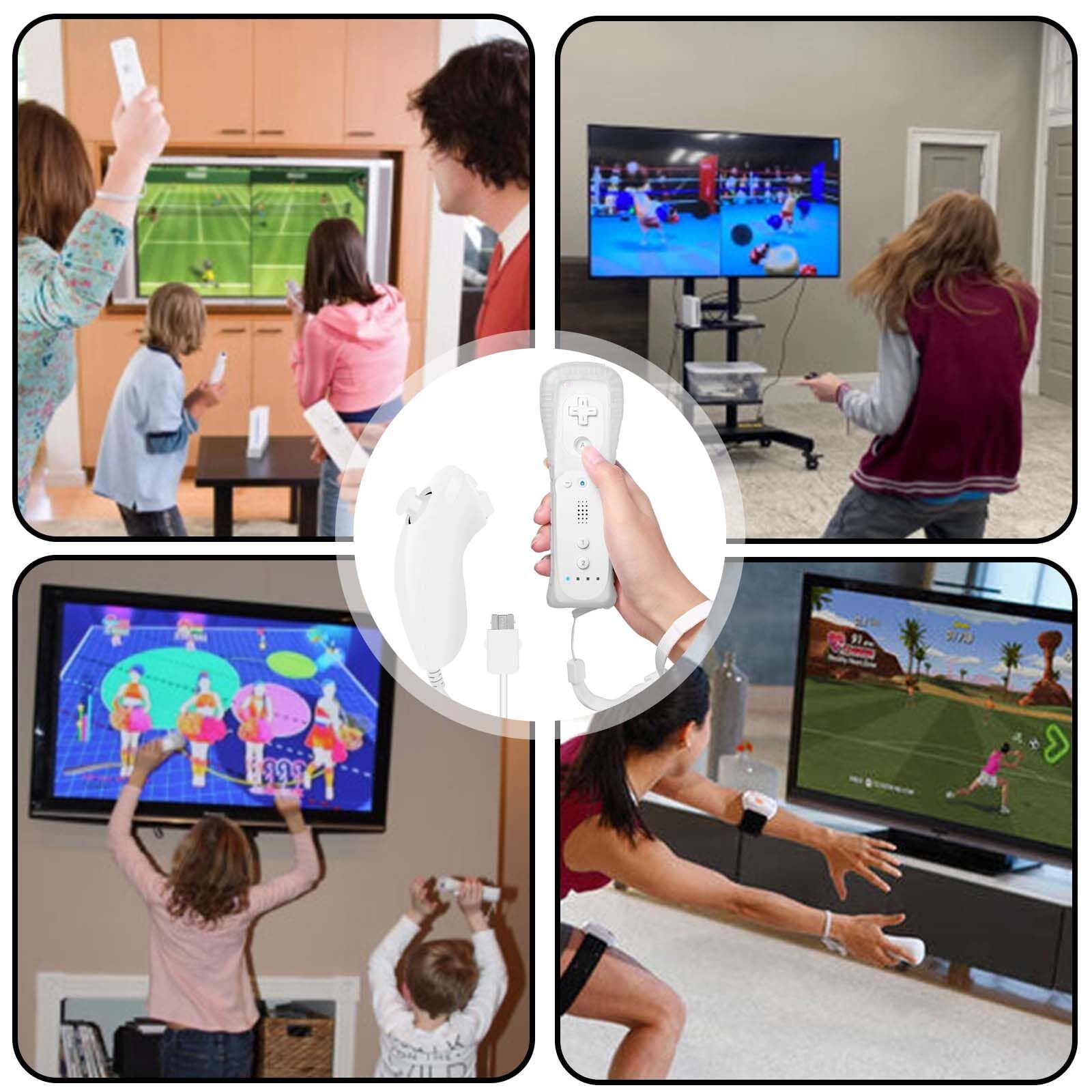 Leikurvo Manette de jeu à distance Wii, télécommande Wii avec Nunchuck, manette Nunchuck pour connexion Wii Remote Plus manette de remplacement Jostick poignée de jeu pour console Wii/Wii U(blanc)