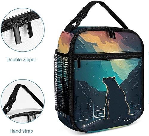 Miniatura 5 de Northern Lights Bear Insulated Lunch Bag for Women Men Reusable Lunch Box Tote Bag for Work Travel