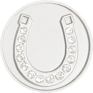 NAVIKA Silver Horseshoe Golf Ball Marker with Austrian Crystals | Hat Clip Included | Good Luck Charm Themed Golfing Accessory | Equestrian Themed Gift for Golfers