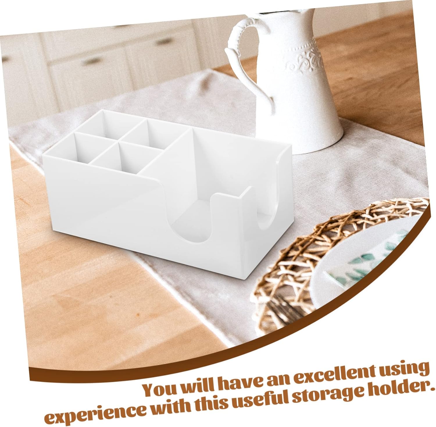 Coffee Condiment Organizer for Kitchen and Cafe Acrylic Tea Bag and Accessory Storage Holder with Multiple Compartments for Space-saving Countertop Use