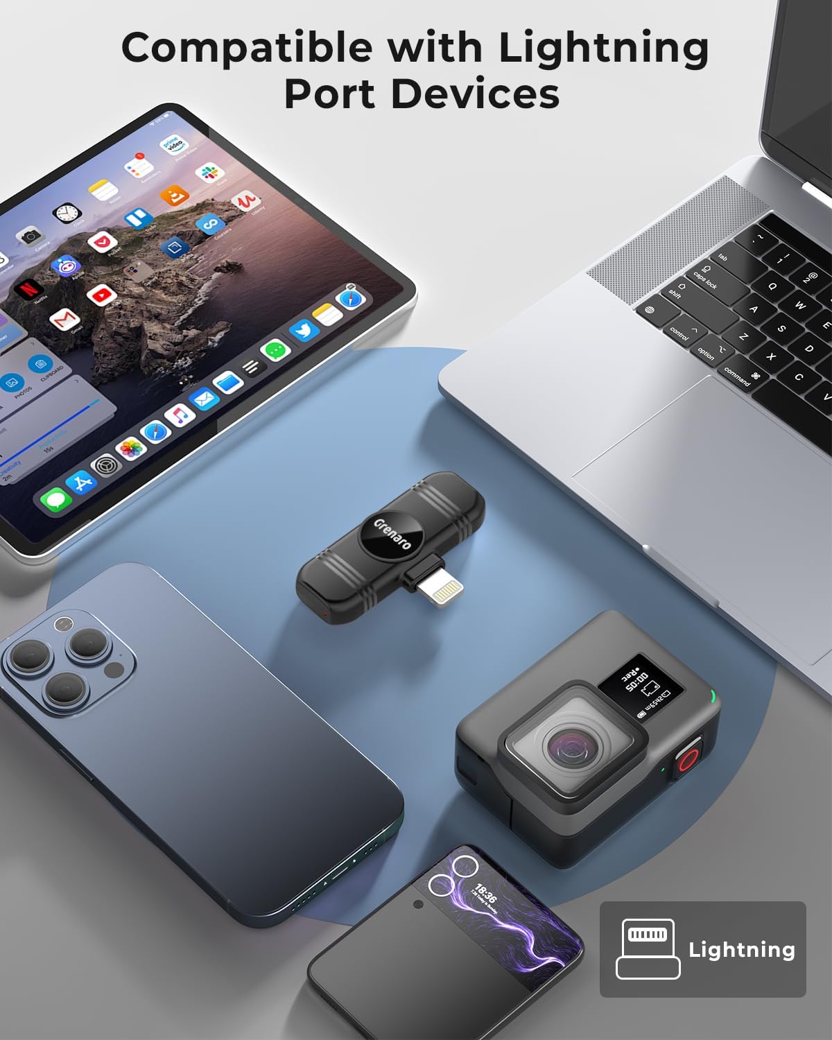 GRENARO Wireless Microphone S56 compatible with various Lightning port devices