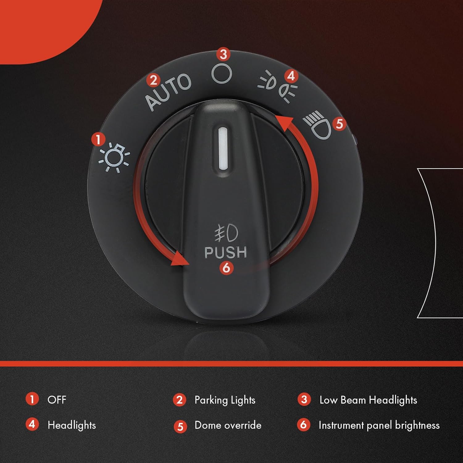 A-Premium Headlight Switch Instrument Panel Headlamp Dimmer Switch Compatible with Dodge Grand Caravan 2012-2016, Charger, Durango, Journey & Chrysler Town & Country, 300