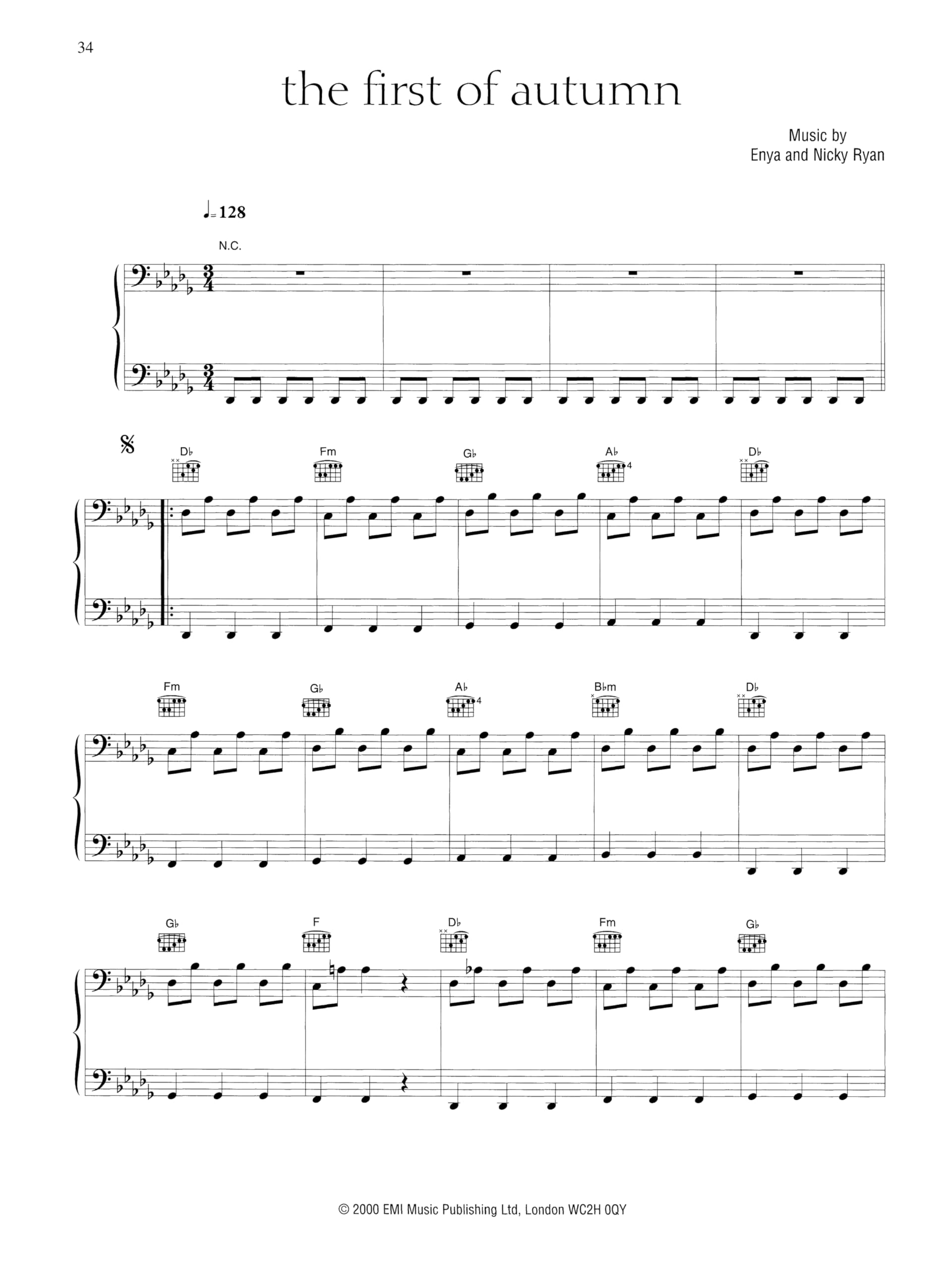 Enya a Day Without Rain: Piano, Vocal, Guitar