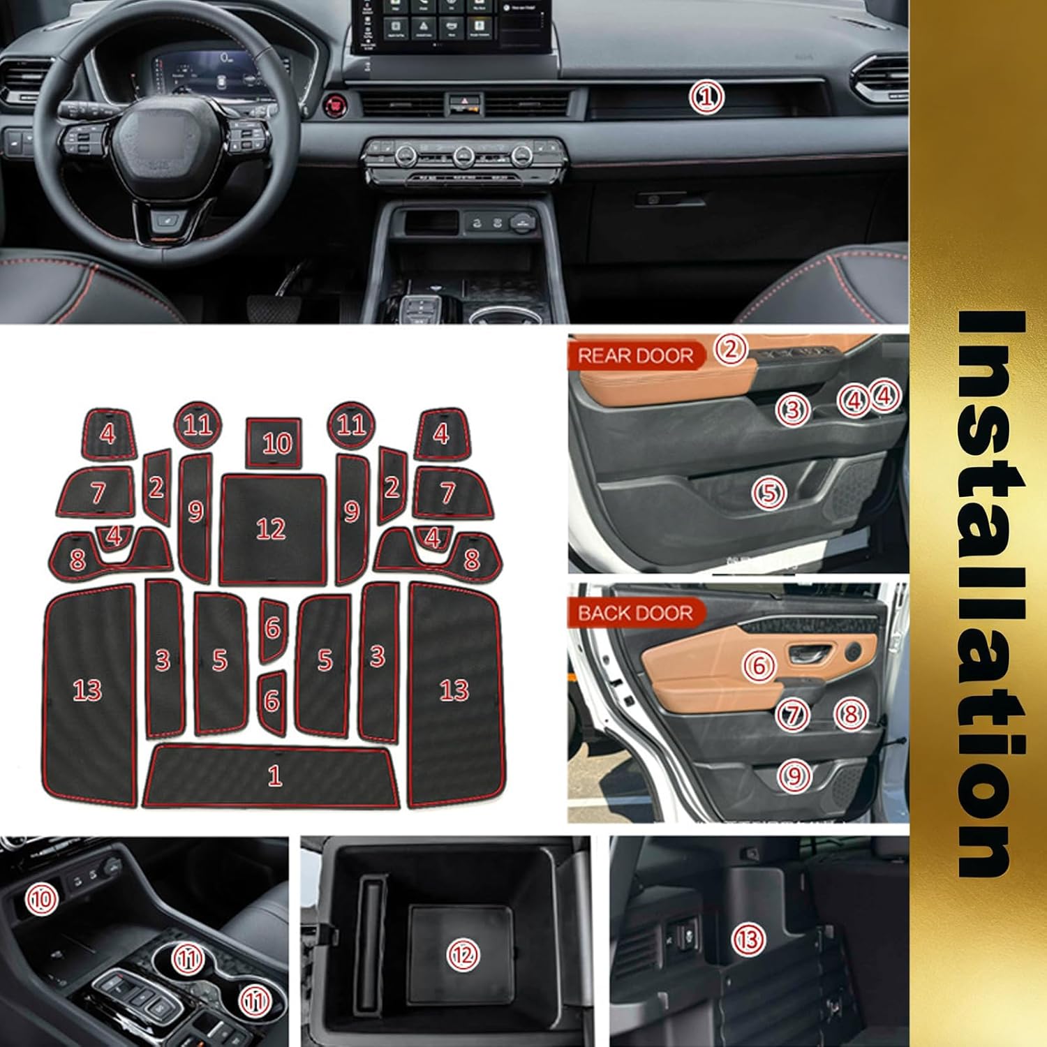Cup Holder Mats for 2026 Honda Passport,25Pcs Soft Silicone Non-Slip Coaster Door Slot Insert Liners for Car Interior Accessories Black
