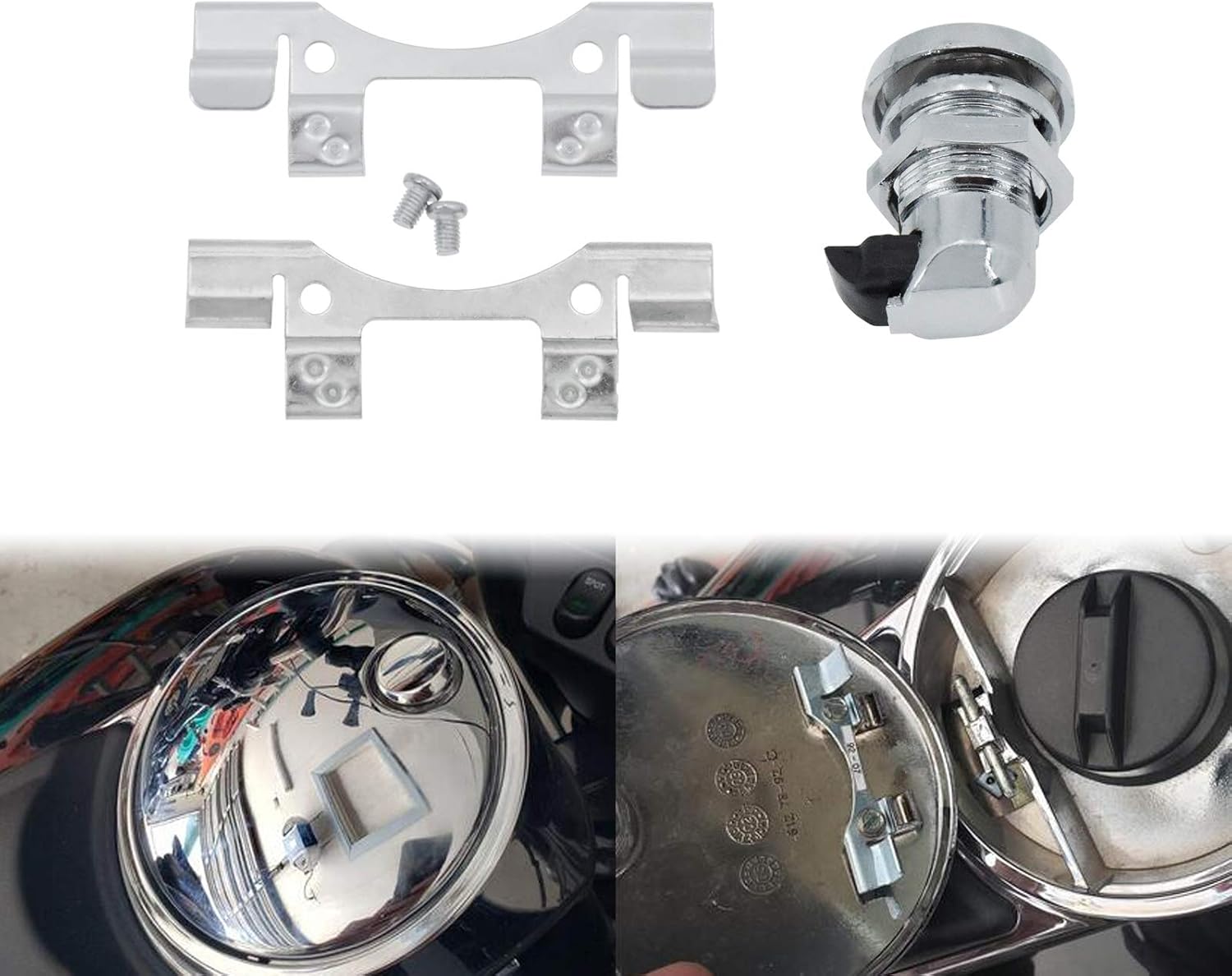Push Button Fuel Door Motorcycle Panel Latch Kit Fit for Harley Touring Electra Glide Street Glide Road Glide Ultra Limited Tour Glide Tri Glide 1992-2023 (Color:Black)