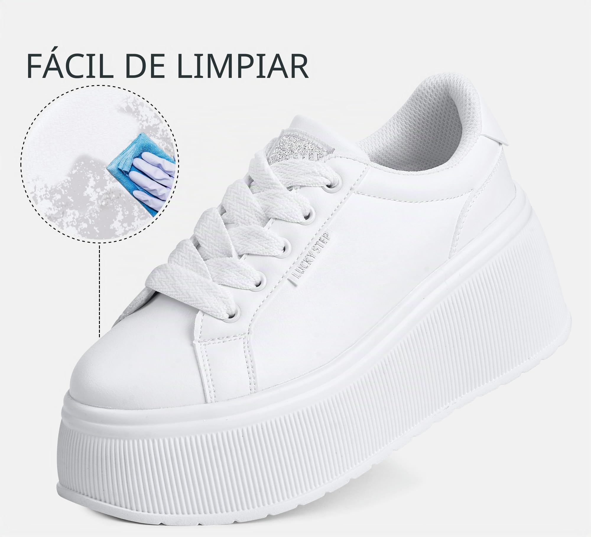 LUCKY STEP Zapatillas de Moda para Mujer con Plataforma | Zapatos Clásicos con Cuña de Lona Casual Bajas Retro para Caminar