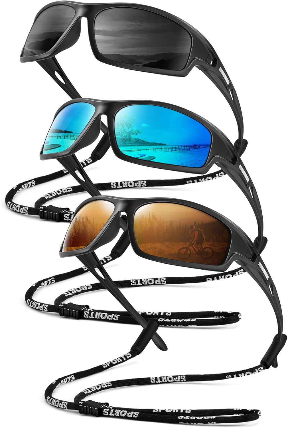 Polarized-Sunglasses-Men Sports Mens-Sunglasses: Sun-Glasses with UV Protection for Fishing Driving Running Cycling