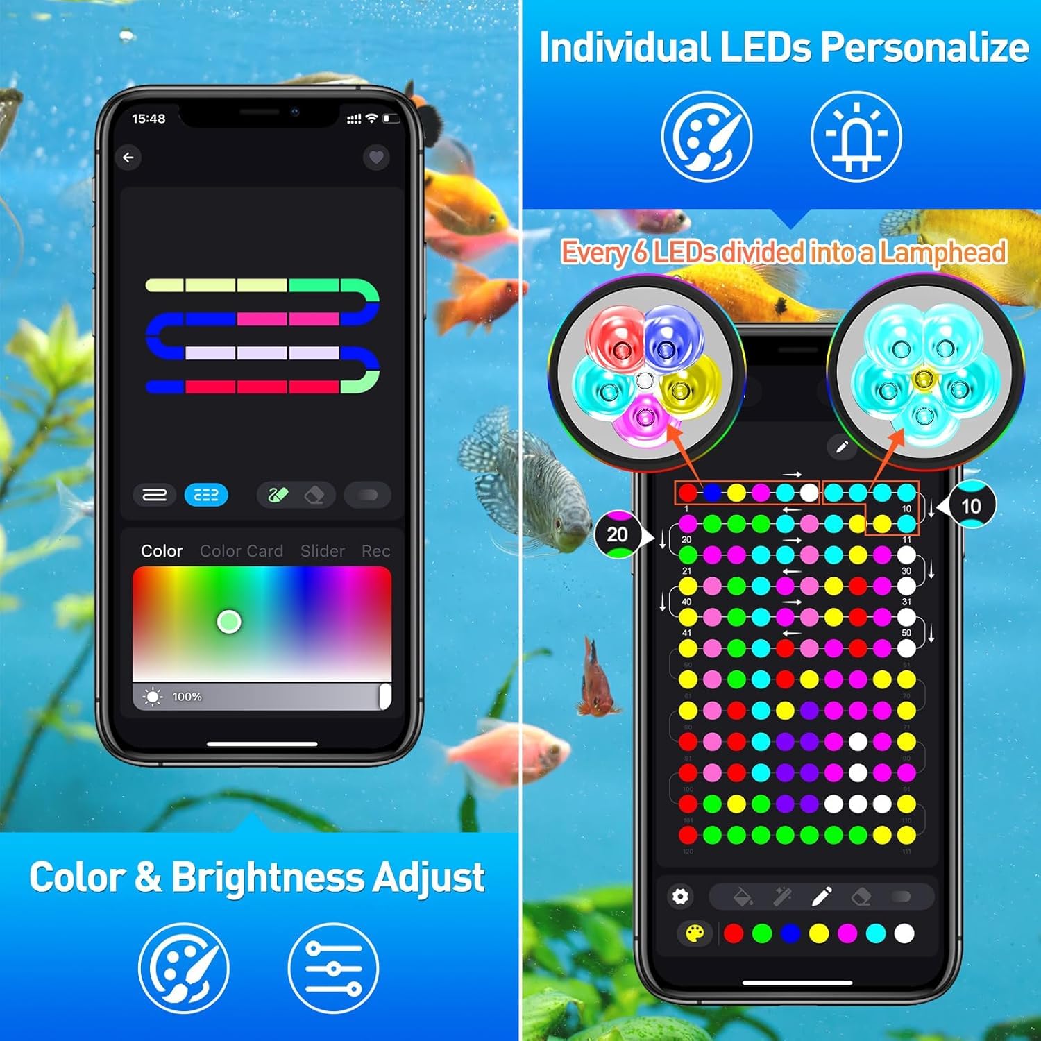 T-SUNUS Teichbeleuchtung Unterwasser RGB, Unterwasserbeleuchtung Teich mit Bluetooth APP Fernbedienung, IP68 Wasserdicht Farbwechsel Poolbeleuchtung Unterwasser für Garten Patio Baum Aquarium 4 in 1