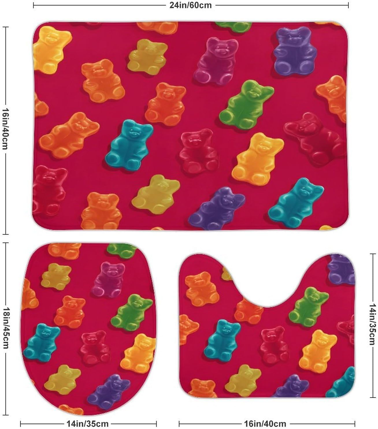 Gummy and Bear Candy Boys Girls Short Sleeve Shirts Graphic T-Shirts Crewneck Casual Printed Tee