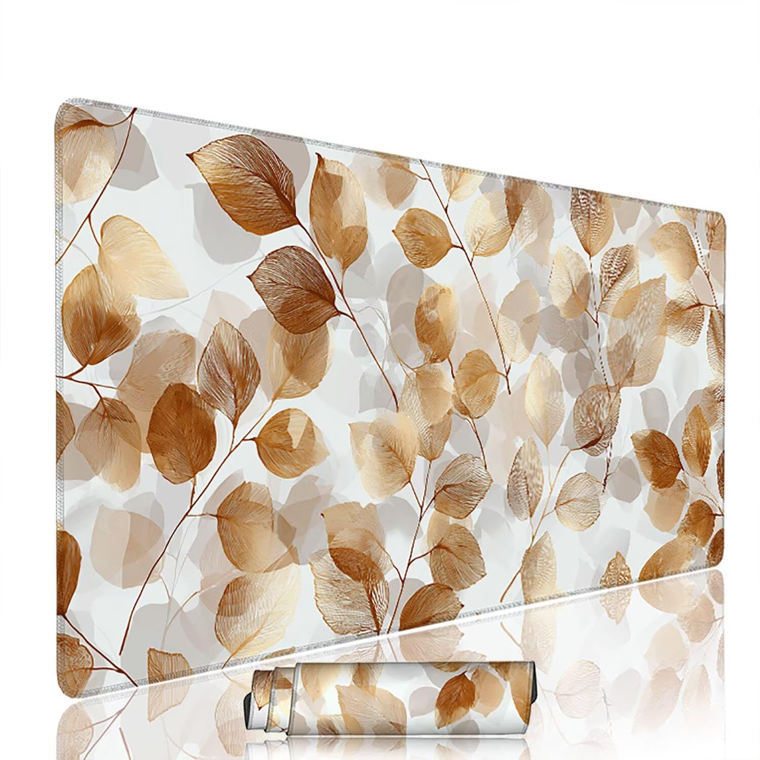 Brązowa podkładka pod mysz pod mysz pod mysz do gier XXL 1200 x 600 x 3 mm podkładka pod mysz gumowa liście duża podkładka pod mysz dla graczy akcesoria wodoodporne PC, do klawiatury laptopa w-11627
