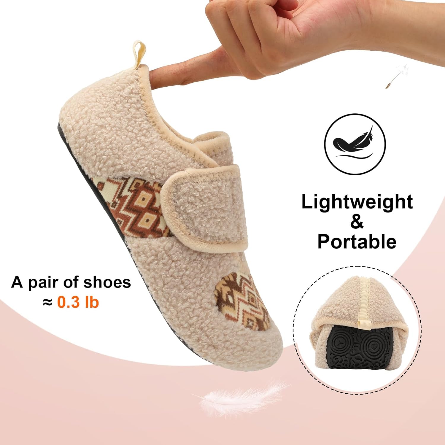 BARERUN Women Slippers Adjustable Wide Diabetic House Slippers for Women Soft-Lightweight House Shoes with Rubber Sole Indoor/Outdoor - Image 7