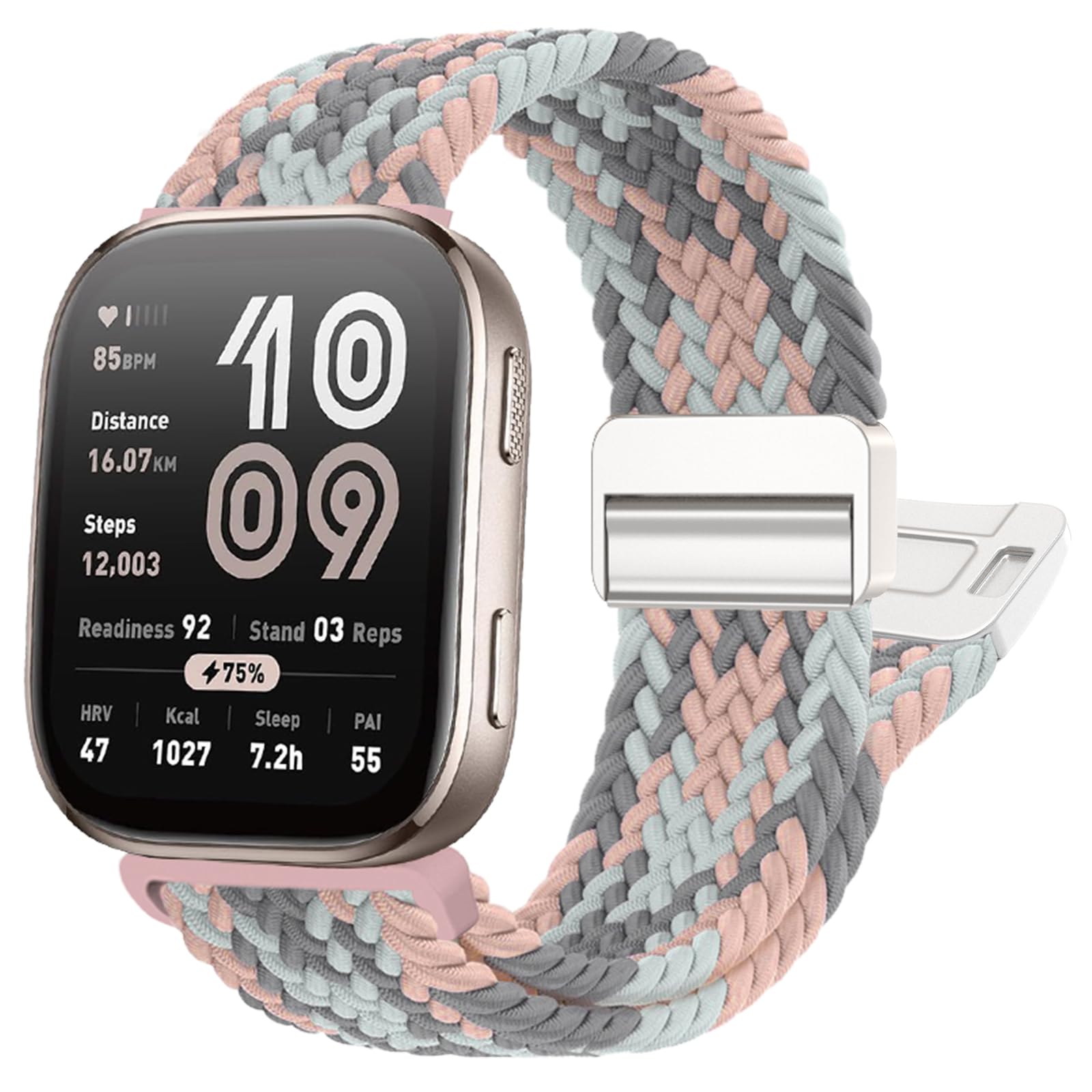 Braided-Band Compatible with Amazfit-Bip 5/Bip 6,22mm Upgrade Magnetic Band for Amazfit Helio/GTR 4/GTR 3 Pro/GTR 3/GTR 2e/GTR 2/GTR 47mm/Stratos 3/2/2s/Pace