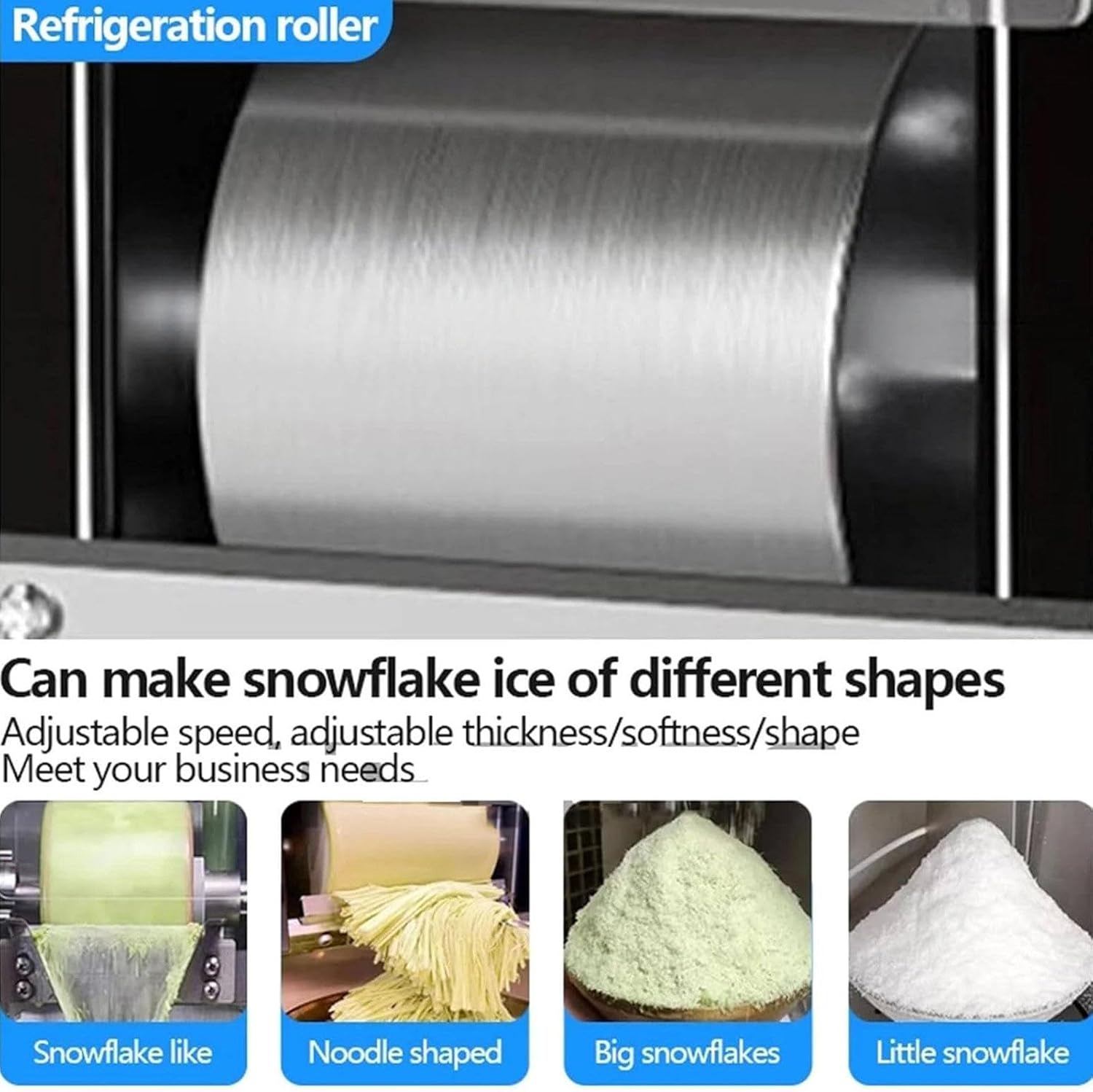 Commercial Electric Ice Crusher Machine Smoothie Machine 60/120/180 kg/Day Snow Cone Shaver Dual Barrel Ice Crusher Speed Adjustable for Snow Cones, Shaved Ice, Milktea Shops,C-120KG