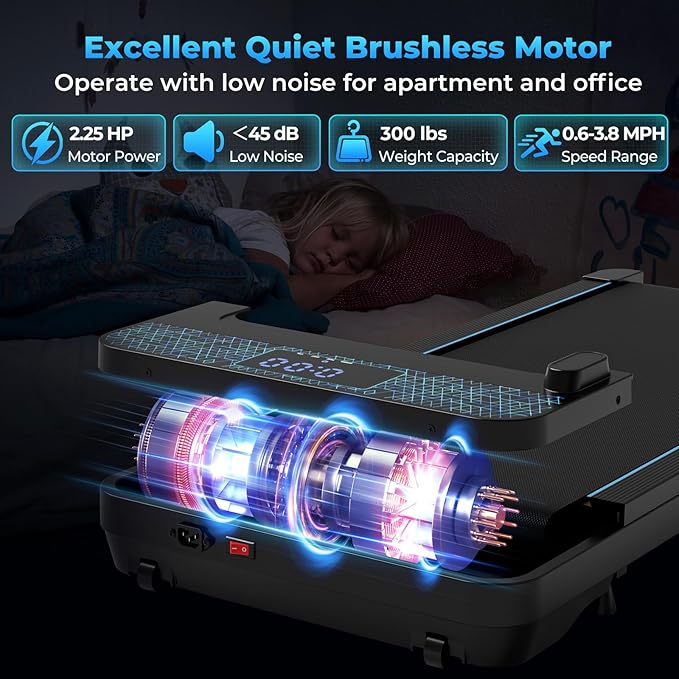 Caminadora Eléctrica Plegable 2.25 hp 6.12 km/h Negro miniatura 2