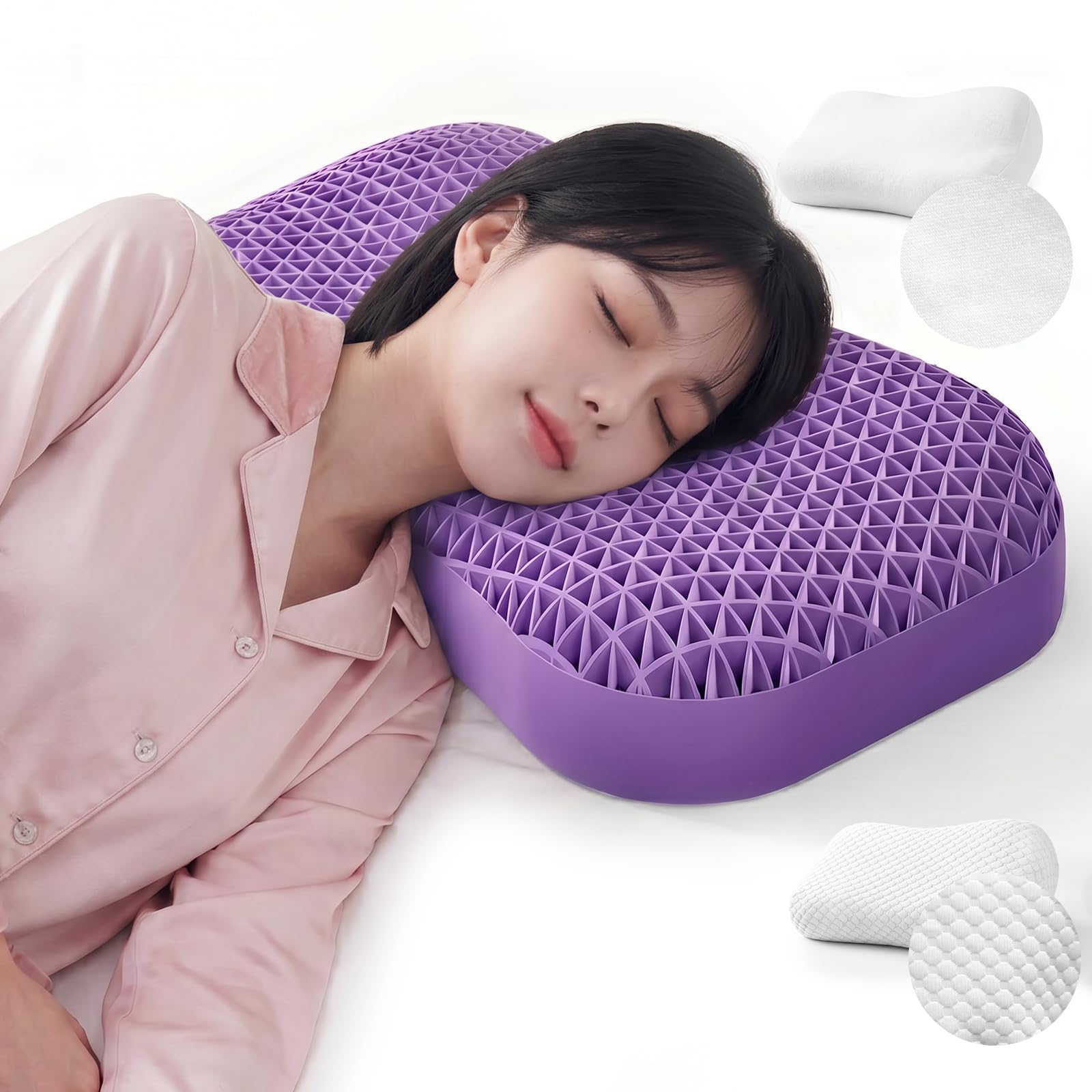 Dafeel 無重力ジェルピロー 枕 62×31×11/12cm 紫灰