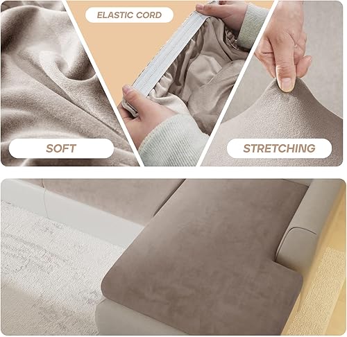 Miniatura 3 de Rosnek Fundas para sofá seccional, 4 piezas de 8.94 ozm más gruesas, fundas de cojín elásticas para sofá seccional en forma de L, fundas de