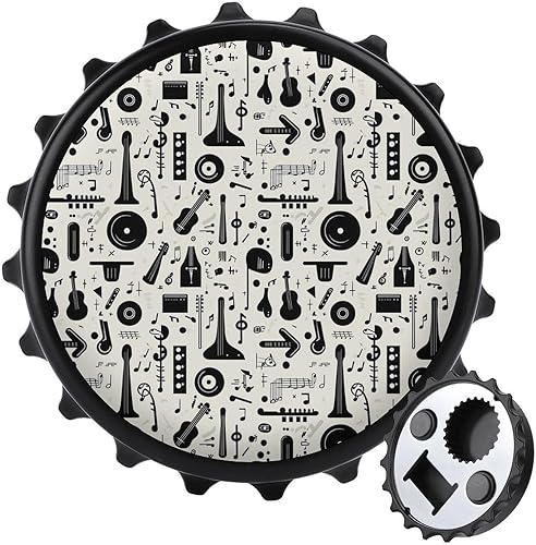 Magnetic Beer Bottle Opener - Vintage Black Instrument Print Portable One Handed Small Magnetic Bottle Opener for Fridge with Bartender and Outdoor,