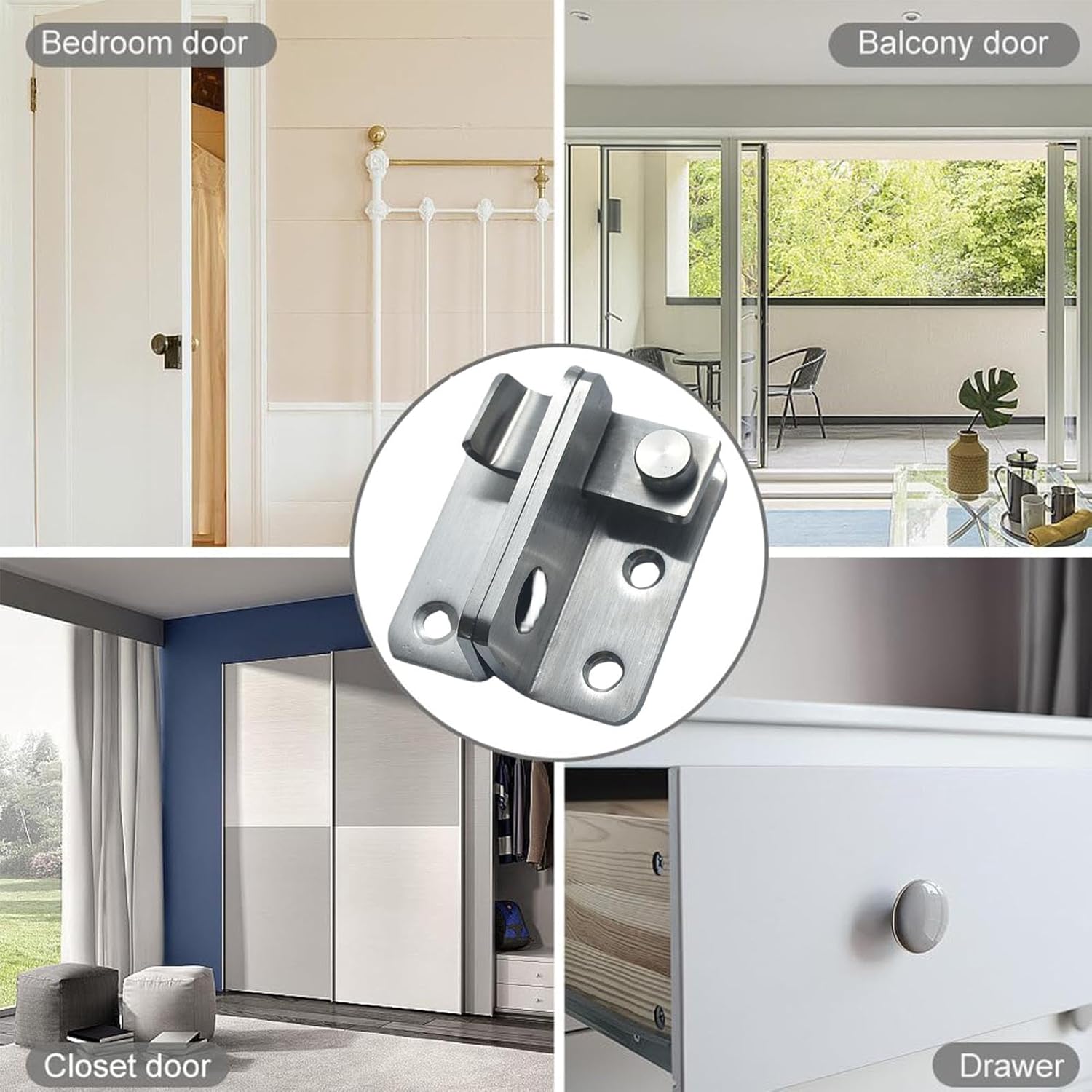 Door Locking Mechanism - Sliding Door Latch | Heavy-Duty Padlock Latch | Cabinet Security Lock | Wardrobe Door Bolt | Simple Door Lock | Latch Lock for Sliding Doors, Wardrobe Doors Cabinet Do