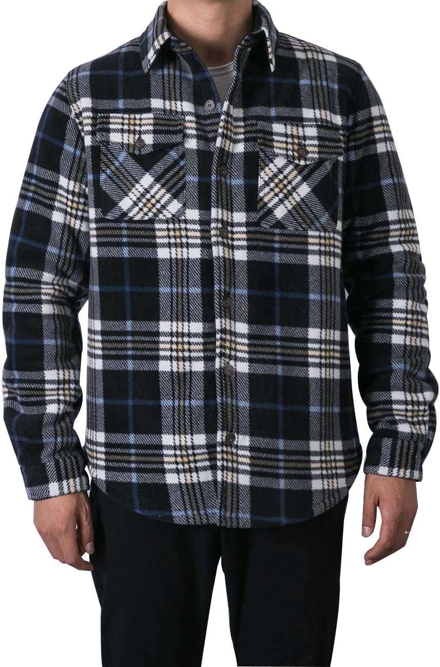 ZENTHACE Men's Warm Sherpa Lined Plaid Shirt Jacket image 2