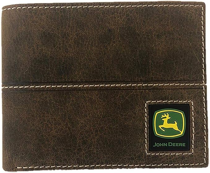 John Deere Distressed Leather Bifold, Trifold, Money Clip Wallets