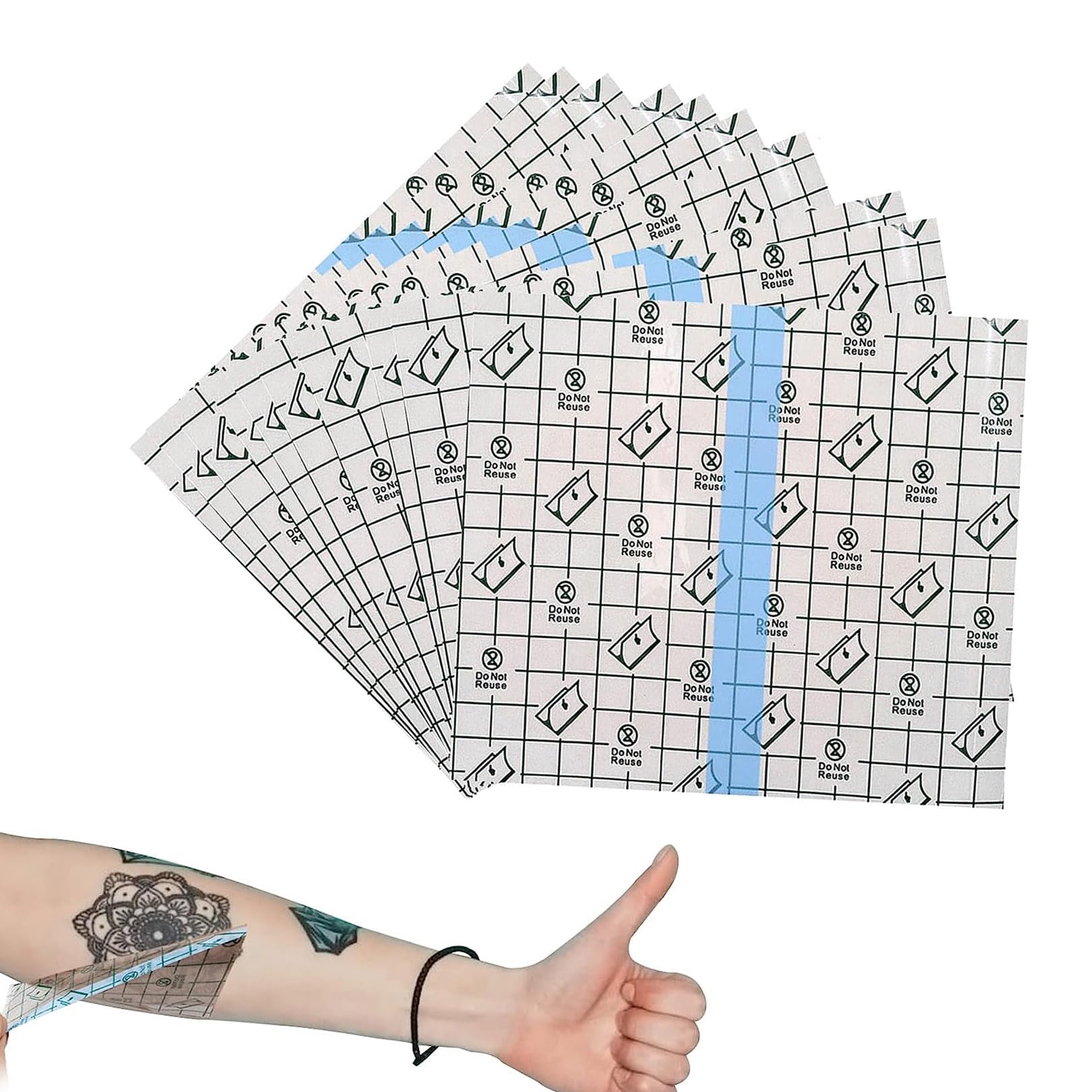 15 Pcs Second Skin Tattoo Aftercare Bandage, 13 cm x 15 cm Tattoo Aftercare Waterproof Bandage, Transparent Stretch Adhesive Bandage Tape Retention Dressing Tapes for Wounds, Protective Shower Patch