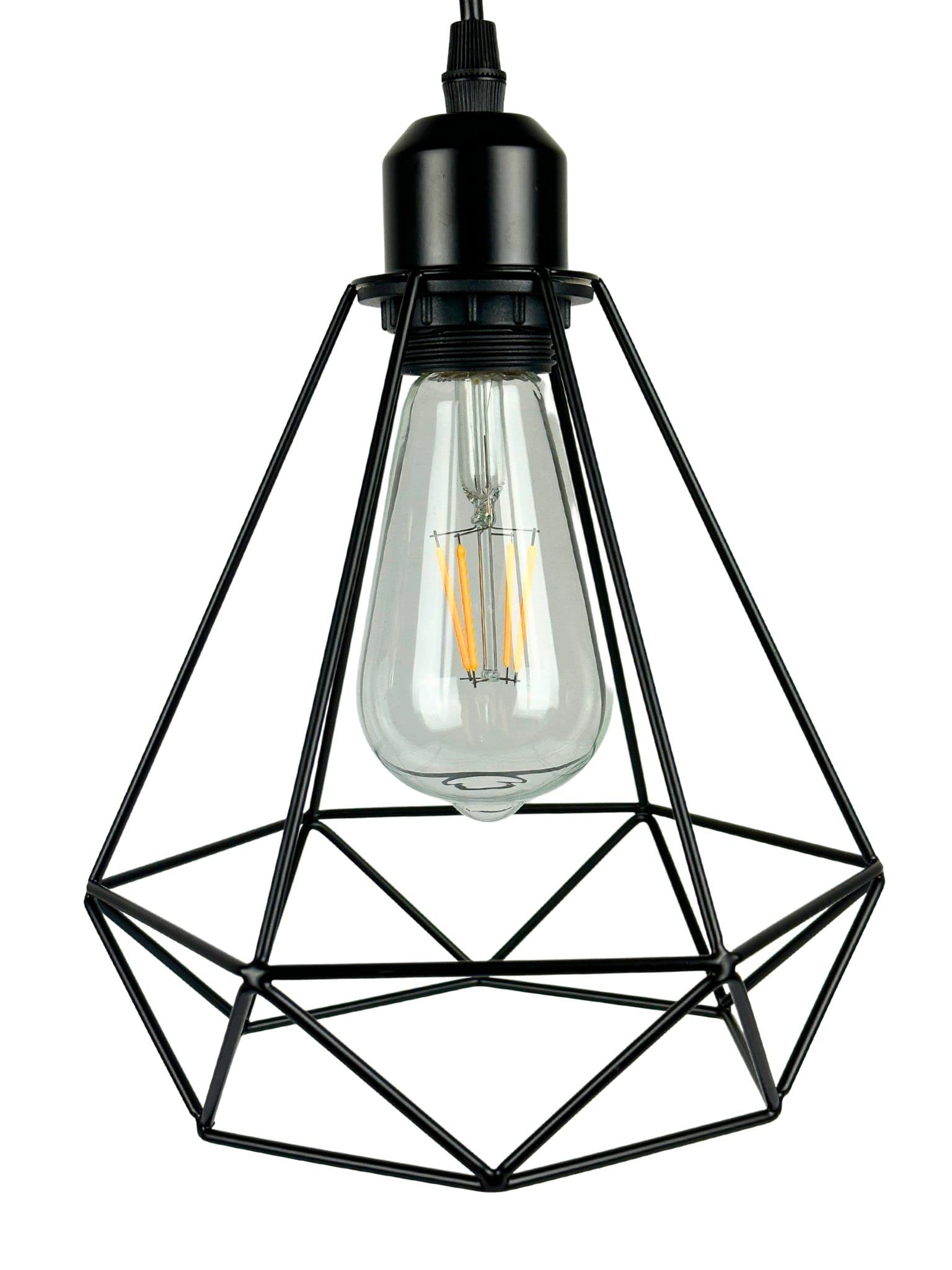 Mossodor Black Cage Metal Basket Ceiling Light Shade,Premium Wrought Iron Ceiling Fitting Light & Industrial Style Ring Light For Indoor And Metal Basket Pendant Light Shade With Lampshade (Black)