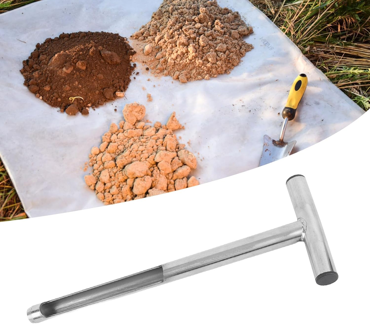 Soil Sampler Stainless Steel T Handle Soil Probe with 2 Reusable Sampling Bags for Garden Lawn Farm Premium Durable Soil Test Kit