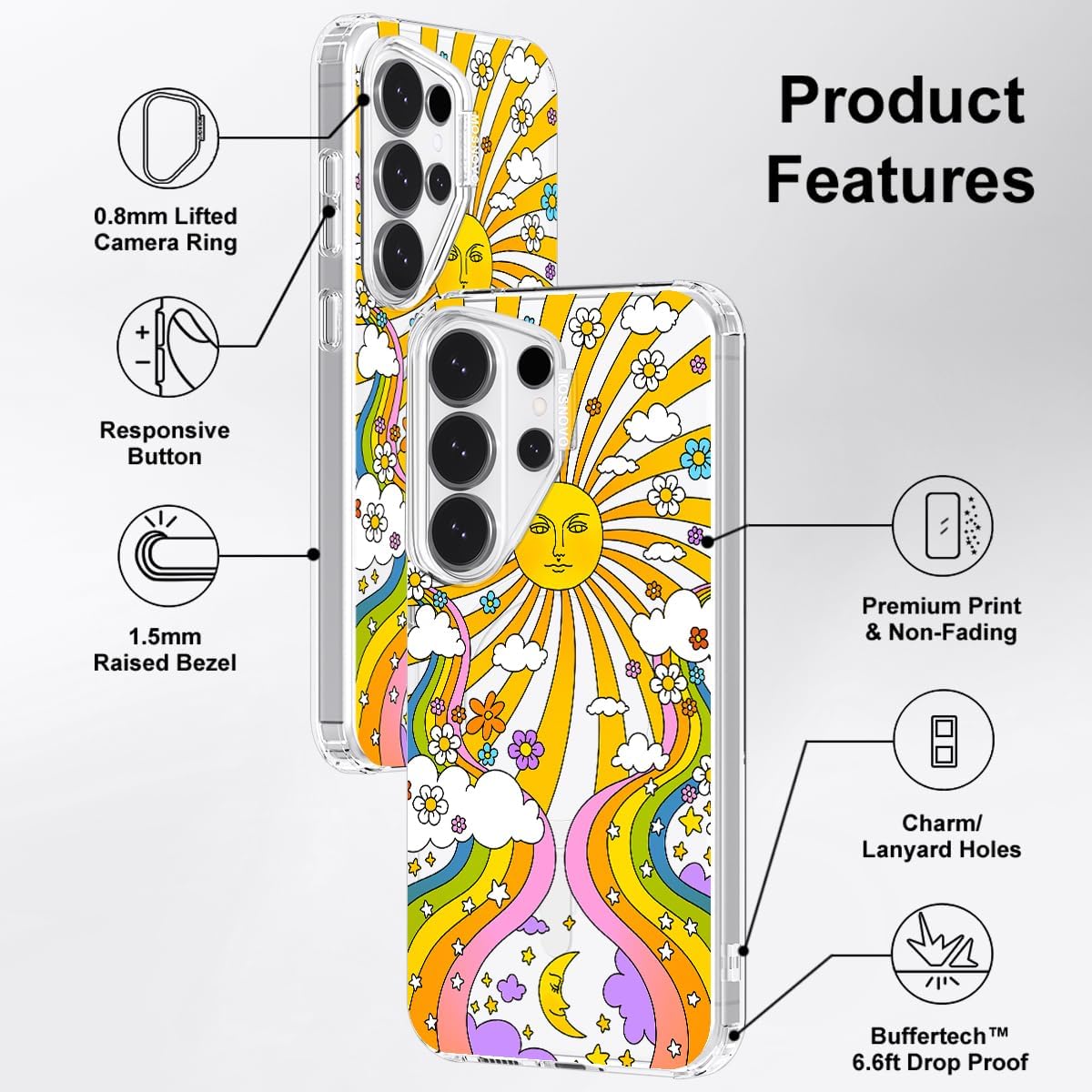 MOSNOVO for Samsung Galaxy S26 Ultra Clear Case, Fit for MagSafe, 6.6ft Military-Grade Shockproof Magnetic Protective Phone Cover,70's Psychedelic Groovy Art