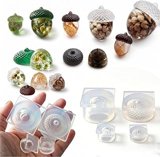 2PCS Acorn Silicone Resin Mold, Clear Acorn Shape Epoxy Casting Mold Textured Cap Design for DIY Jewelry, Keychain, Home Decor, Craft