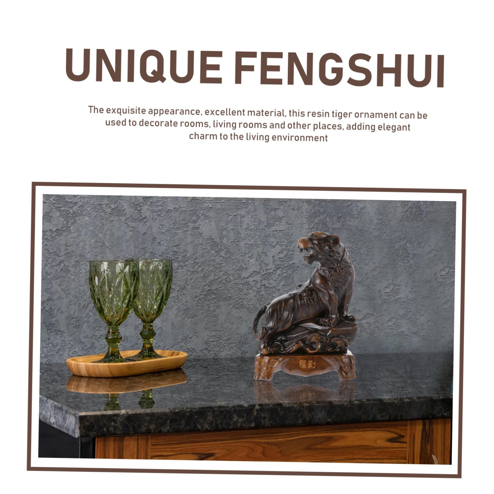POPETPOP Vintage Tigerfigur aus Kunstharz für Schreibtischdekoration mit Stabilem Sockel und Stilvollem Design als Neujahrsmaskottchen für Wohnräume