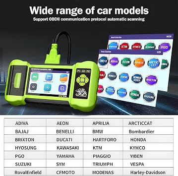 Fully Accessorized-Motorcycle Scanner Function Diagnostic Tool OBD2 Code Reader ABS Test, Battery Test for Harley BMW Ducati Motorcycle Professional Detection Motorcyle Diagnosis Scanner