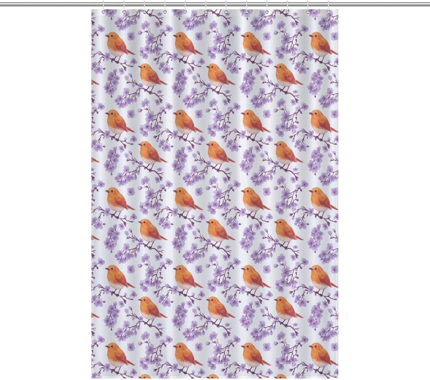 Robin Bird Print Shower Curtain 46.85x70.87Inch（119x180cm） Polyester Bath Curtain Shower Curtains Printed Decorative