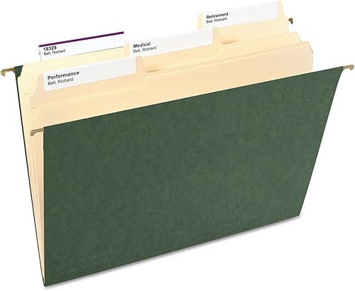 Miniatura 2 de Carpetas de archivos colgantes Smead con pestañas de 0.2 in, tamaño carta, varios colores primarios, 25 por caja (64059), Verde
