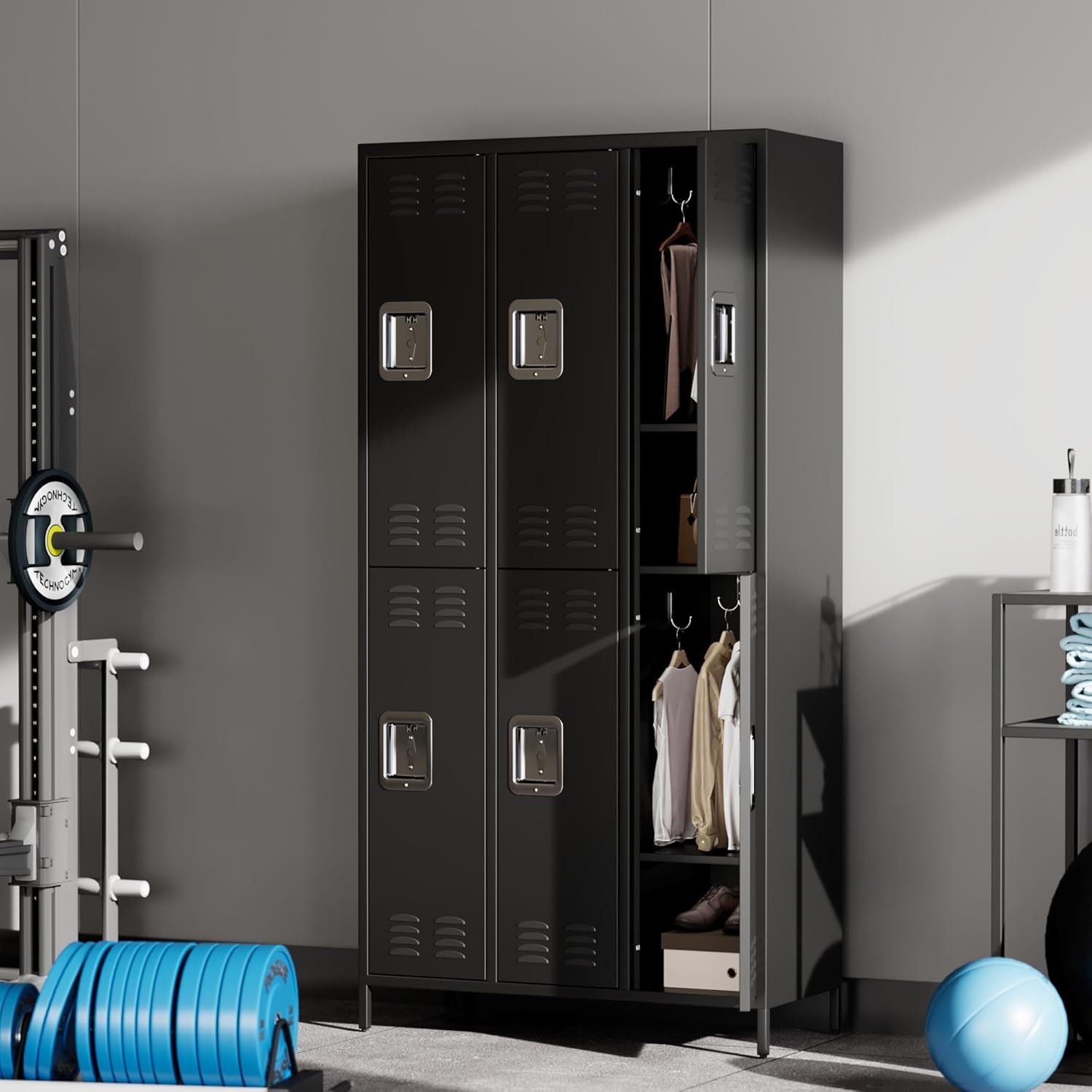 Metal Office Storage Cabinet, 6 Doors, Metal Storage Cabinet for Office and Industrial Use, Employee Organization Solution, Perfect for Homes, Workplaces, Gyms, and Educational Facilities