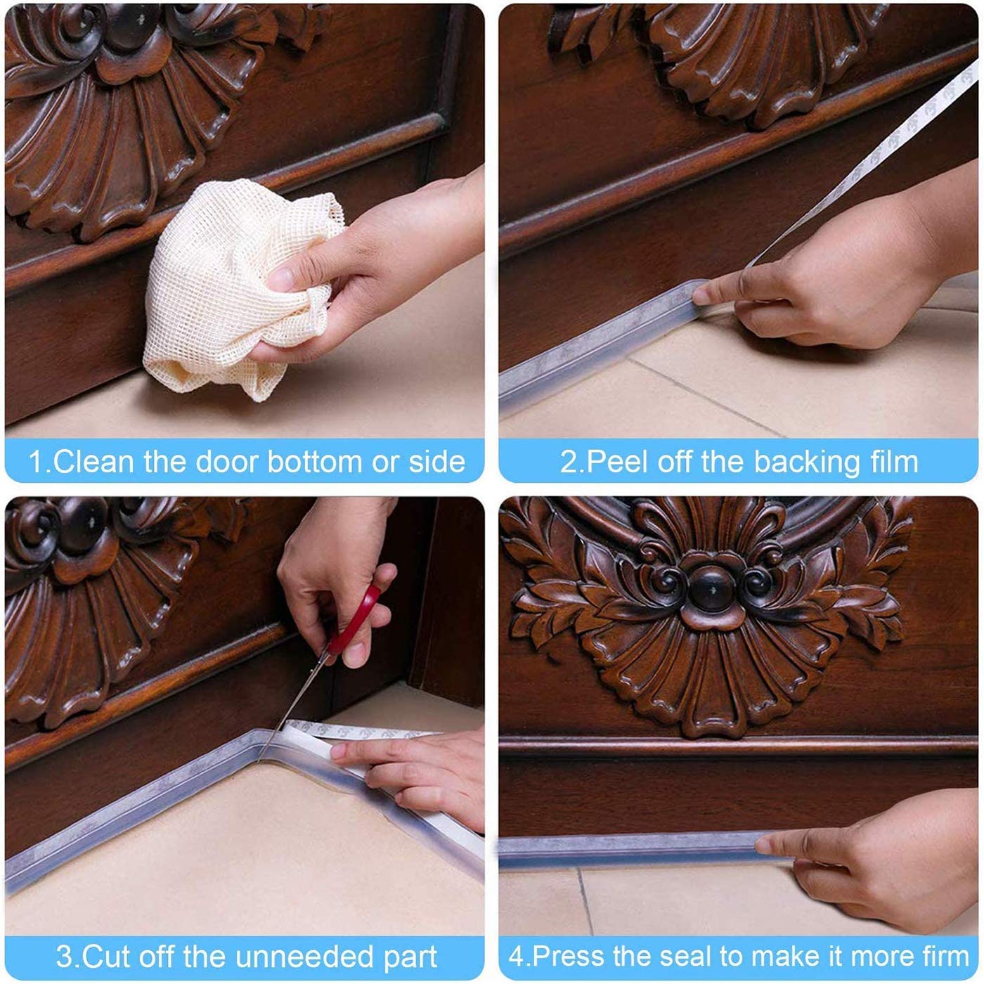 JEMESI Guarnizione autoadesiva Striscia di tenuta Stripping in silicone Guarnizione inferiore porta insonorizzata Antipolvere Porte e finestre Weather Stripping (35MM 10M / pezzo）