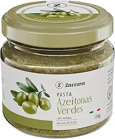 Zaccaron Pasta de Azeitonas Verdes 110g | Sabor Mediterrâneo Intenso | Textura Cremosa | Ideal para Massas, Pães e Molhos