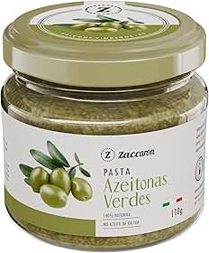Zaccaron Pasta de Azeitonas Verdes 110g | Sabor Mediterrâneo Intenso | Textura Cremosa | Ideal para Massas, Pães e Molhos