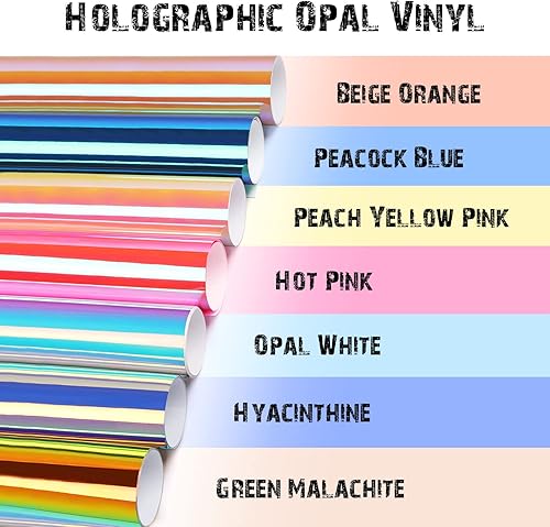 Miniatura 3 de TECKWRAP - Vinilo adhesivo holográfico opalescente para manualidades, 12 x 12 pulgadas, paquete de 7 hojas para cortadores de manualidades,