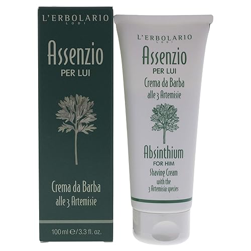 L'Erbolario - Crema de afeitar para él - Hecho con Absinthium, Estragón y Genepy para la máxima humedad - aceites de Babassu, cártamo y aguacate