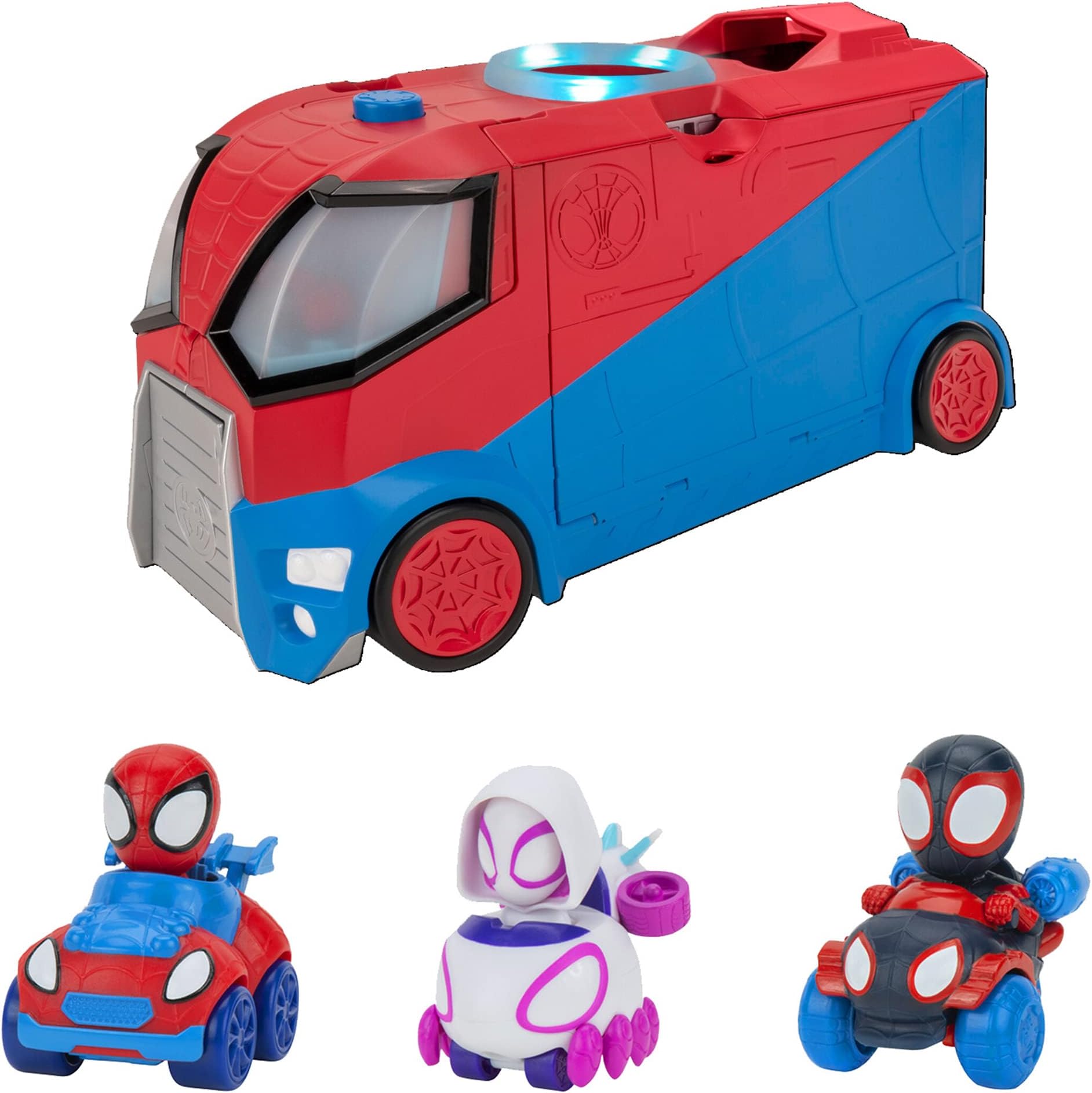 Marvel Web Transporter Feature Vehicle, Lights & Sounds - Includes 3 Mini Vehicles, Unisex