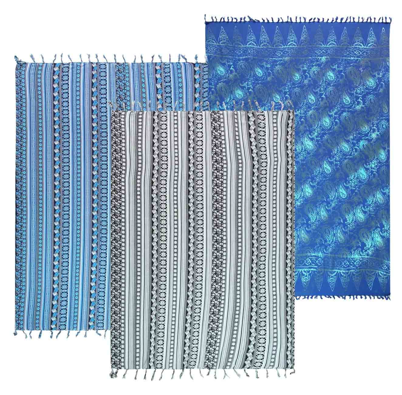 Ca. 50 Modelle Pareo Sarong Tuch Damen - Wickelrock Strand - Strandtuch dünn und blickdicht als Wickeltuch oder Umkleidehandtu,Wickelkleid damen Handarbeit aus Fair Trade Herstellung + Gratis Schnalle