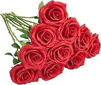 Vista 23 de Rosas Artificiales 10 unidades Ramo de Flores Abiertas Tallos de Rosas Artificiales para Arreglos de Boda, Ramo de Novia, Centro de Mesa, Flores